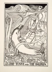 The Tunny and the Dolphin, från A Hundred Fables of Aesop, pub.1903