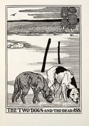 The Two Dogs and the Dead Ass, från Fontaine Fables, pub. 1905