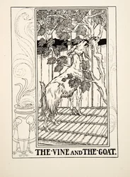Vinrankan och geten, från Aesops hundra fabler, pub.1903
