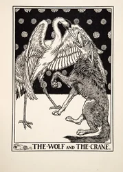 The Wolf and the Crane, från A Hundred Fables of Aesop, pub.1903
