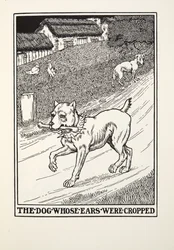 Hunden vars öron beskurits, från Fontaine Fables, pub. 1905