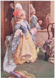 Hon promenerade allvarligt fram och tillbaka, från Little Women publicerad av Associated Newspapers Limited, ca 1940 (färg litho)