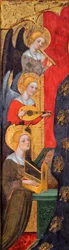 Madonna omgiven av musikeränglar - Detalj av änglar - Madonna med änglar som spelar musik (Detalj) - Målning av Pere Serra (aktiv ca 1357-1406), ca 1380 - Tempera på panel - Museu Nacional d