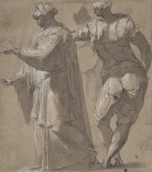 Två stående mansfigurer, 1501-47.