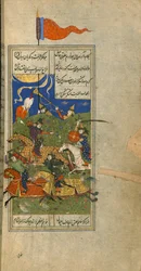 En stridsscen, miniatyr från en divan av Hafez Shirazi, Safavid