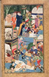 Add 22703 fol.52v Plundringen av Isfahan år 1387, med Timurs styrkor som rövar, plundrar och mördar