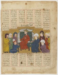 Lahhak och Farshidward före Afrasiyab från en Shahnama (Kungarnas bok)