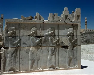 Mede Guards. Reliefer av den östra trappan i Apadana, 600-talet f.Kr