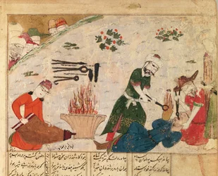 Ms Supp Pers 493 fol.363v Tortyr av en av Haftvads vakter, från Shahnama (Kungarnas bok) av Abul-Qasim Manur Firdawsi (c.934-c.1020)