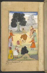 Or.12076 f.44r Arjuna behandlade sin son Babhruvahana med förakt i Manipur (Khem) från 