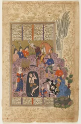 Rustam räddar Bijan från gropen från en Shahnama