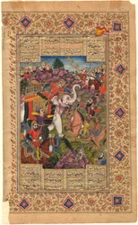 Shahnama: Rustam Capturing the Emperor of China, 1600-1625 (tempera)