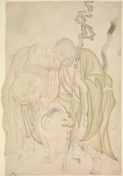 Two Lohans, c.1480 (bläck och genomskinlig akvarell på papper)