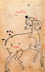 f.154a Väduren, baggen, perser, från Isfahan eller Shiraz, ca 1600 (bläck på papper)