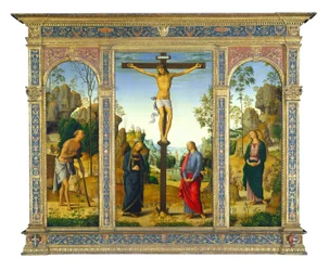 Korsfästelsen med Jungfrun, Sankt Johannes, Sankt Hieronymus och Sankta Maria Magdalena, ca. 14821485.