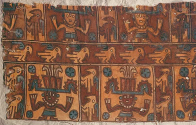 Tyg med gudar och fåglar, Tiahuanaco Culture (textil)