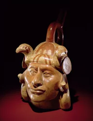 Porträttkärl för keramik, Mochica (lergods och färg)