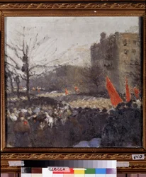 Revolutionär demonstration i februari 1917 (olja på duk)