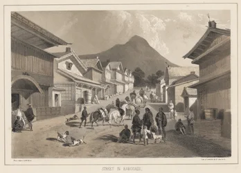 Gata i Hakodadi, litho av Sarony und Co., 1855 (chromolitho)