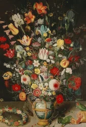 Vas med blommor. Omkring 1620