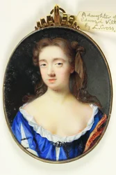 En dotter till Sir Edward Villiers Knight-Marshal (akvarell på veläng)