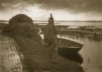 Marsh Man på väg att klippa Schoof-grejer, ca 1886