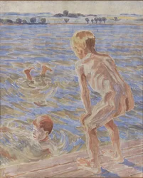 Badande pojkar. Fåborg Fjord