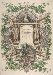 Hyllning från bayerska konstnärer till kung Ludwig I, 1874.