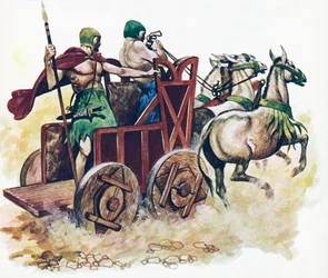 Sumerisk vagn (färg litho)