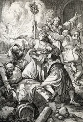 Grekiska frihetskriget: det tredje av Missolonghi mellan det osmanska riket och de grekiska rebellerna, från 15 april 1825 till 10 april 1826: många av grekerna tog livet av sig genom att spränga sig själva med krut i luften snarare än att kapitulera efter