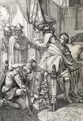 Gripandet av Karl av Österrike (1545-1568) (Don Carlos), son till Filip II av Spanien 1568 av hans fars män (Carlos, prins av Asturiens äldste son och arvinge till kung Filip II av Spanien fängslad av hans far i början av 1568) Rita en penna d