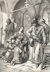 Mordet på den adliga damen Inês de Castro (1320-1355), Portugals Peter I:s (Pedro I) andra hustru, i klostret Santa Clara de Coimbra, Portugal, 1355