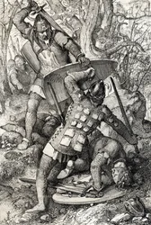 Döden av Ernest II av Schwaben (1010-1030) i en strid mot evequen av Konstanz, Tyskland (Döden av Ernest II, hertig av Schwaben i Konstanz, Tyskland