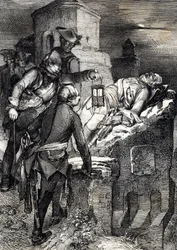 Döden av kung Karl (eller Carl) XII av Sverige (1682-1718) under belägringen av det första norska fortet Fredriksten