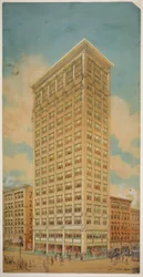 Prairie School Skyscraper, Chicago, Illinois, Perspektiv, 1910.