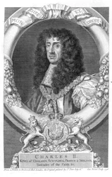 Charles II (1630-85) kung av Storbritannien och Irland från 1660, graverad av George Vertue (1684-1756) 1736