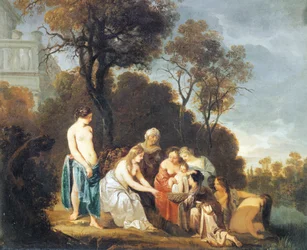 Moses räddad från floden, av Peter Lely (1618-1680), olja på duk, 54x635 cm