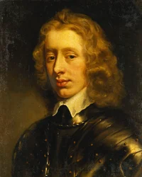 Porträtt av en ung gentleman, tros vara hertigen av Richmond, bystlängd, bärande rustning, ca 1650
