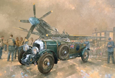 Bentley och Spitfire (olja på duk)