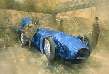 Bluebird at Brooklands (olja på duk)