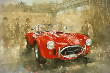 Cobra at Brooklands (olja på duk)