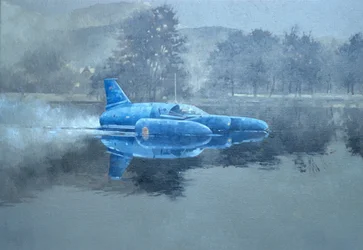 Donald Campbell och Bluebird (olja på duk)