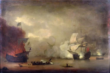 Sjöstrid mellan HMS "Mary Rose" från Royal Navy och sju sjörövande algeriner utanför Tanger (Marocko) den 8 december