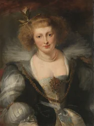 Porträtt av Helena Fourment (1614-1673), konstnärens andra hustru, ca 1650 (olja på panel)
