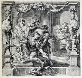 Achilles död, efter Pierre Paul (Pierre-Paul) Rubens (eller Peter Paul eller Petrus Paulus) (1577-1640), Flandern