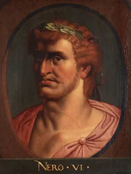 Porträtt av Neron (Porträttbyst av Nero). Nero ou Lucius Domitius Ahenobarbus (37-68) kejsare romain Nero Germanicus av Rubens, Peter Paul