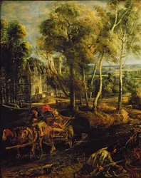 Ett höstlandskap med utsikt över Het Steen i tidig morgon, c.1636 olja på paneldetalj av 211075