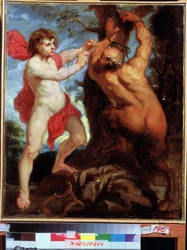 Apollo och Marsyas. Peinture de Pierre Paul (Pierre-Paul) Rubens (ou Peter Paul eller Petrus Paulus) (1577-1640). Olja på trä, 57 x 48 cm. Flamländsk konst, barockkonst. Far Eastern Art Museum, Khabarovsk.