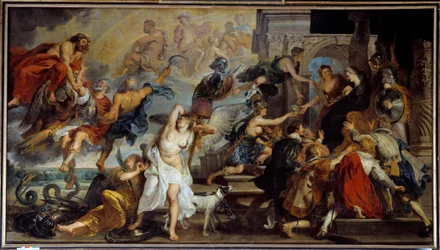 Apoteos av Henrik IV (1553-1610) och proklamation av regentskapet för Maria av Medicis (1573-1642) 1610. Målning av Pierre Paul (Pierre-Paul) Rubens (eller Peter Paul eller Petrus Paulus) (1577-1640), flamländsk skola