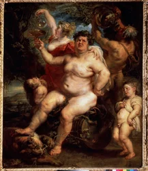 Bacchus (Bacchus). Målning av Peter Paul (Pierre-Paul) Rubens (eller Peter Paul eller Petrus Paulus) (1577-1640). Olja på duk